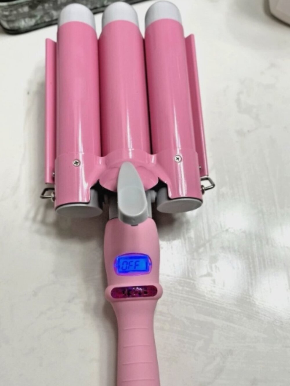 Pink Hair Crimper - 3 barrel curling iron
